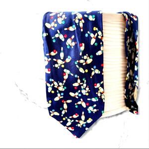 Vintage Italian silk tie. Bowling theme, 4" width. Cool gift